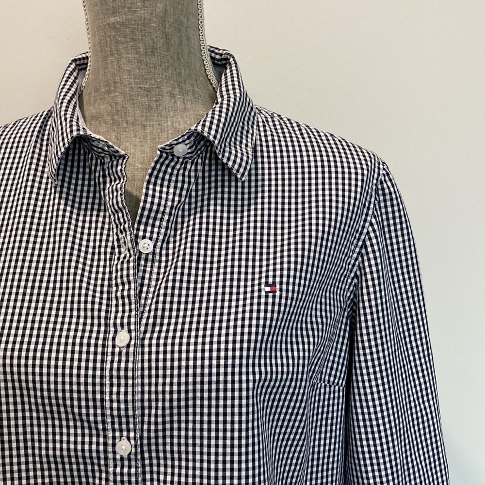 TOMMY Hilfiger Black Plaid  Button Down Shirt Large​​​ - Picture 5 of 13